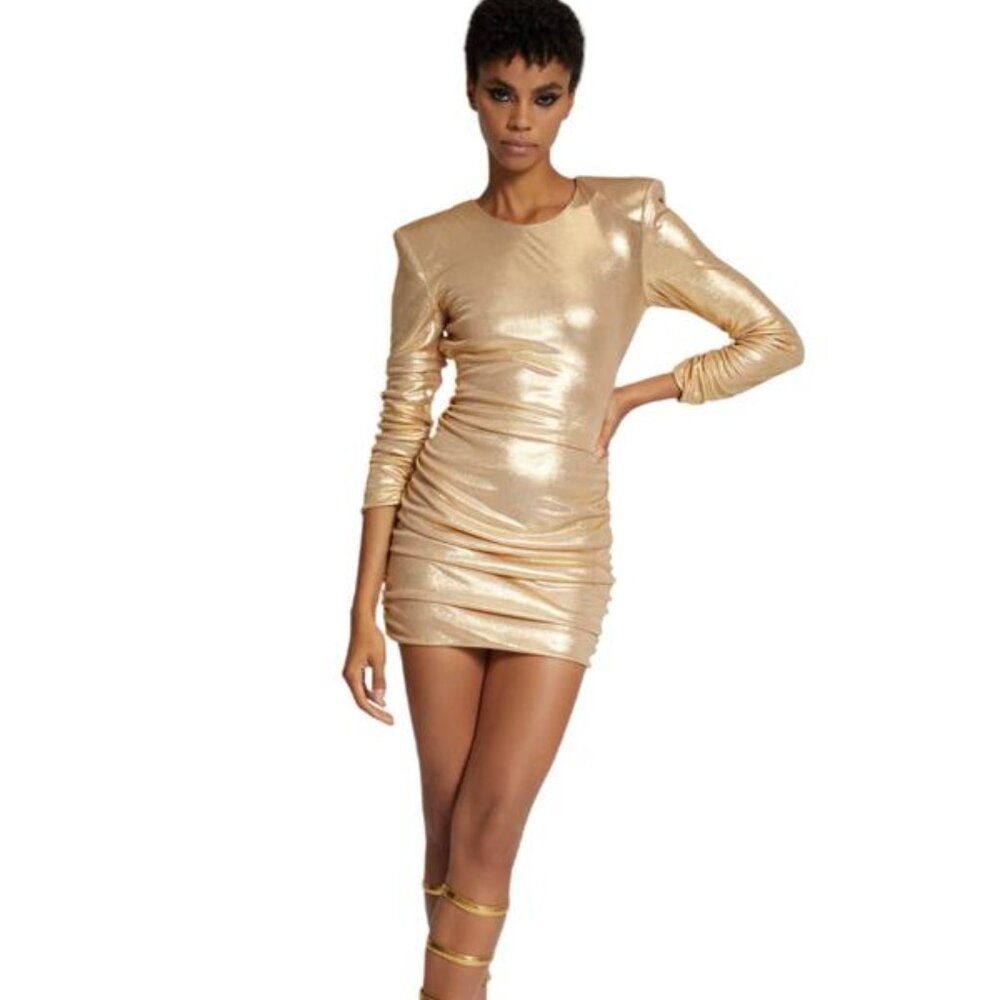 NEW REDEMPTION Mini Dress 150 Gold/Viscose Size 40 (6 U.S.)